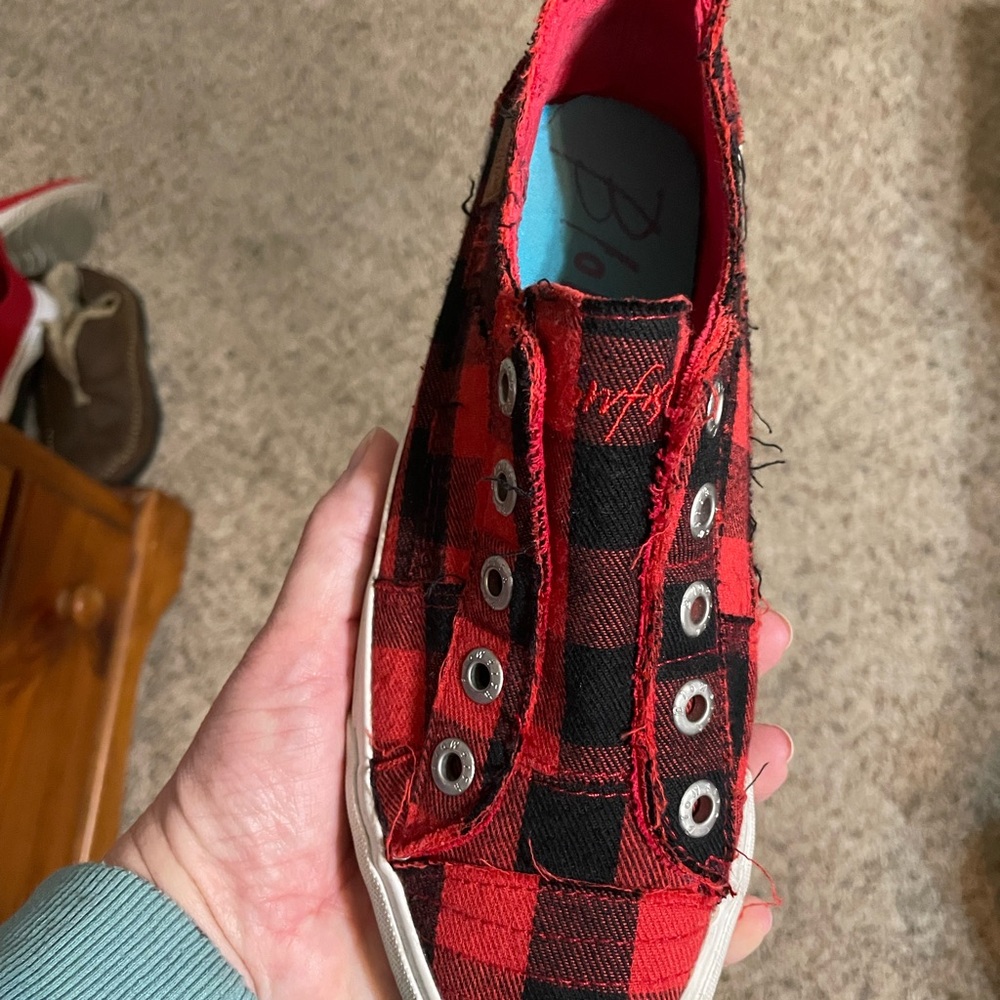 Blowfish Red and Black Plaid Kids Sneakers